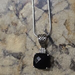 Sophisticated Black and Silver Pendant Necklace